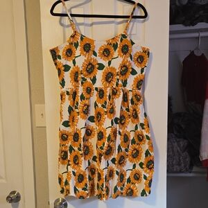 SHEIN Floral Print Dress - Orange and White